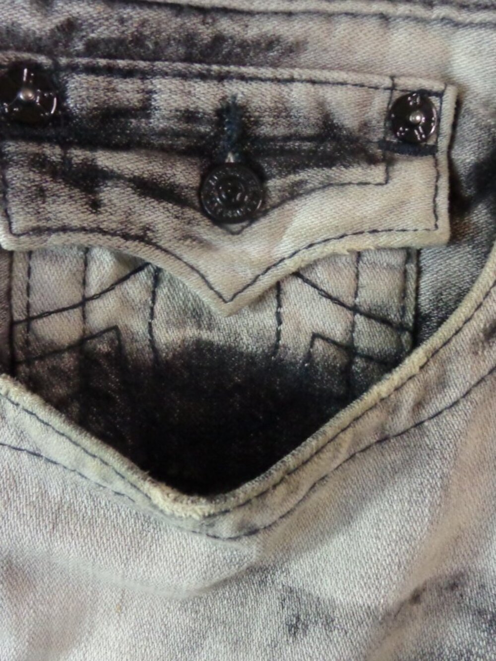 True Religion Jeans Men's 36/34 Ricky Classic Straight Black Grey M08859GJ3 - Picture 3 of 16